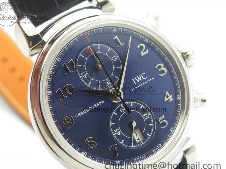 MIROTIME 0116 Breathable Da Vinci IW393402 SS ZF 1:1 Best Edition Blue Dial On Black Leather Strap A 7211
